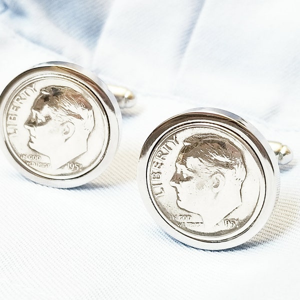 20th Anniversary Gifts for Men, Dime Cufflinks 2002  2003 Cuff links Platinum Gifts for Husband, Retirement Gifts for Men Birthday Gift