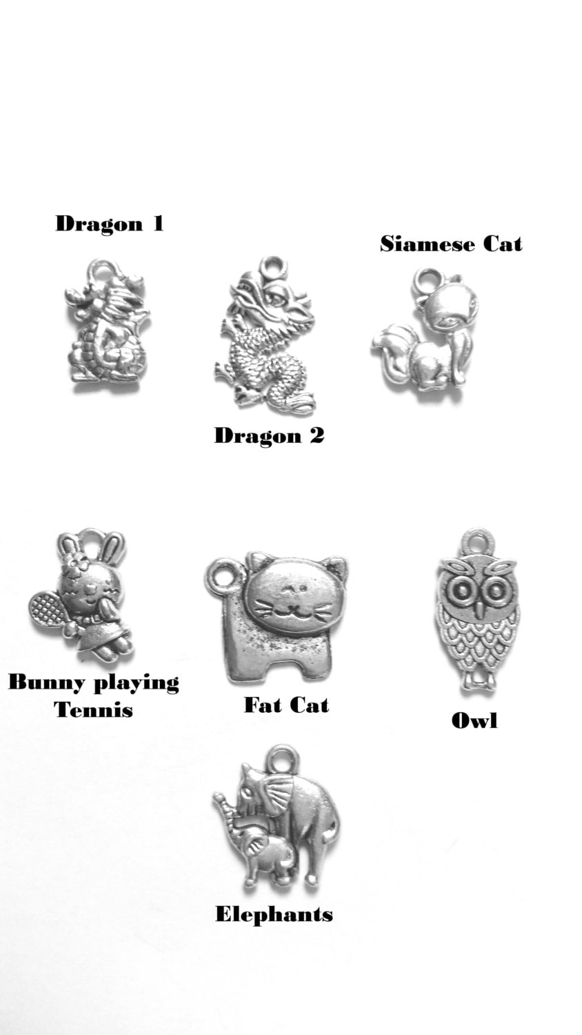 Dragon Bunny Rabbit Owl Kitty Cat Elephants - Listing is for One Charm