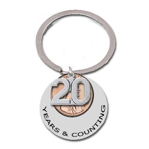 20th Birthday Gift 2004 2005 2006 20th Anniversary Gift 20 Years and Counting Penny Key Chain Keyring Wedding Lucky Penny 19th 21st keychain