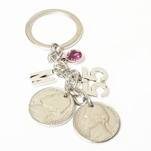 55th Birthday Gifts for Women Anniversary 1969 1970 1971 Double Nickels Charm Keyring Key Chain Gifts for Wife Girlfriends Best Friend Gift