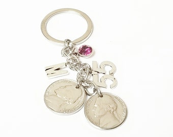 55th Birthday Gifts for Women Anniversary 1967 1968 1969 Double Nickels Charm Keyring Key Chain Gifts for Wife Girlfriends Best Friend Gift