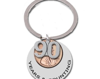 90-årspresent 1935 1936 1937 90-årsjubileumspresent 90 år och räknar 1936 Penny nyckelring nyckelring bröllop lycko-penny 89:e 91:a