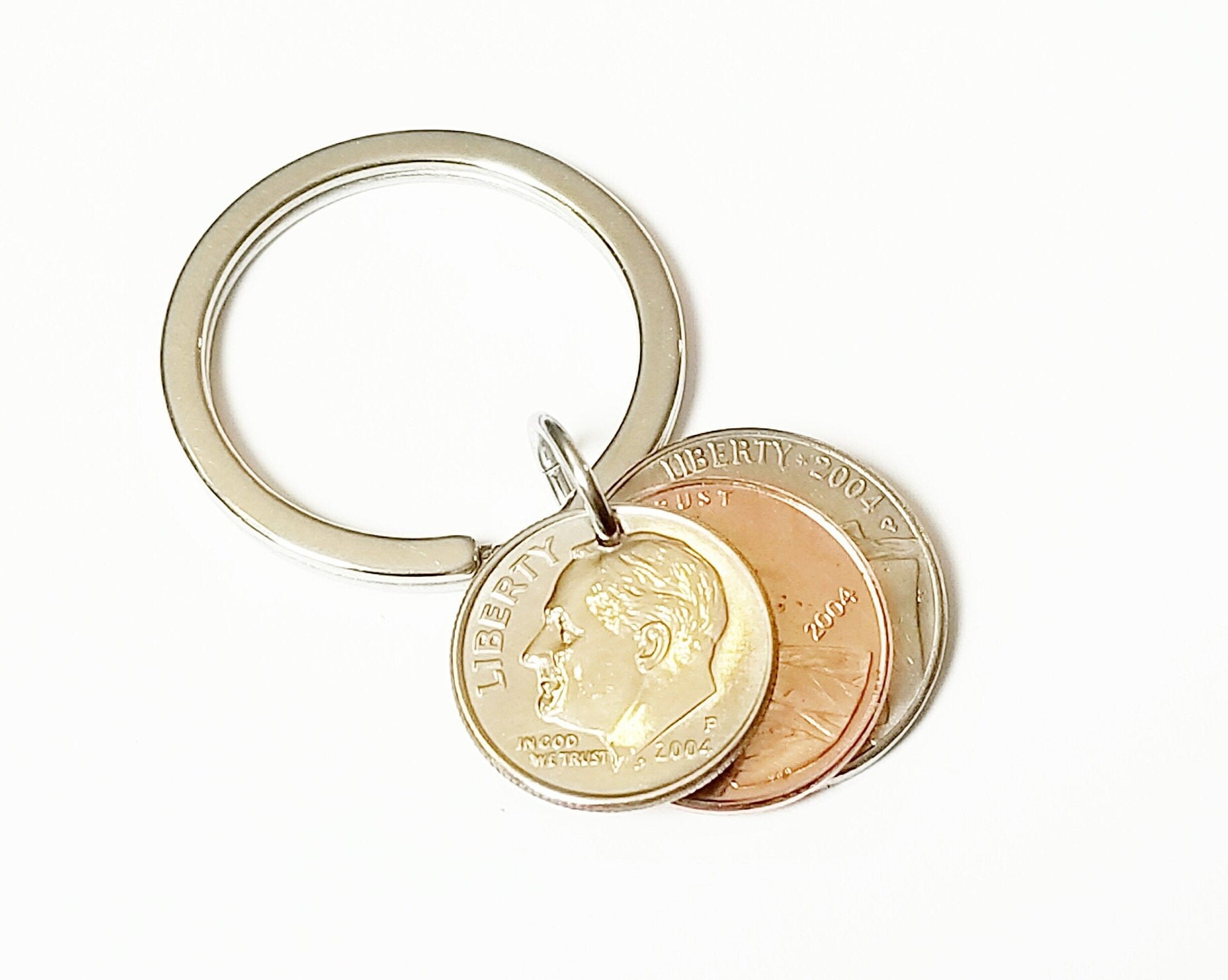Dime Nickel Penny Key Chain Birthday Gift Anniversary Gift for Men