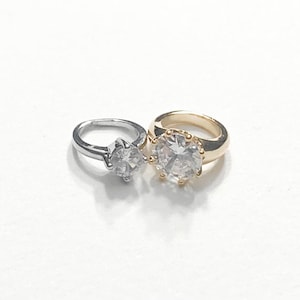 Diamond Ring CHARM Small 11mm Wedding Anniversary Engagement Bride Groom Charm - Listing is for One Charm