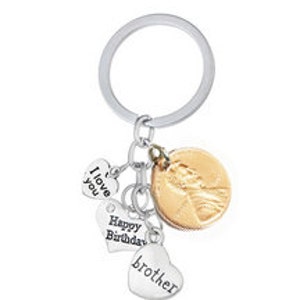 Lucky Penny Sleutelhanger Gelukkige Verjaardag Verjaardag Sleutelhanger Geboorte Jaar Geboortedatum Munt Bezel Charms 30e 40e 50e Sleutelhanger Huissleutels Viering