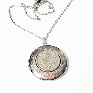 1939 Lucky Sixpence Photo Locket Pendant Necklace Born in 1939 86th Birthday Gifts for Women for the Bride Sixpence in Her Shoe