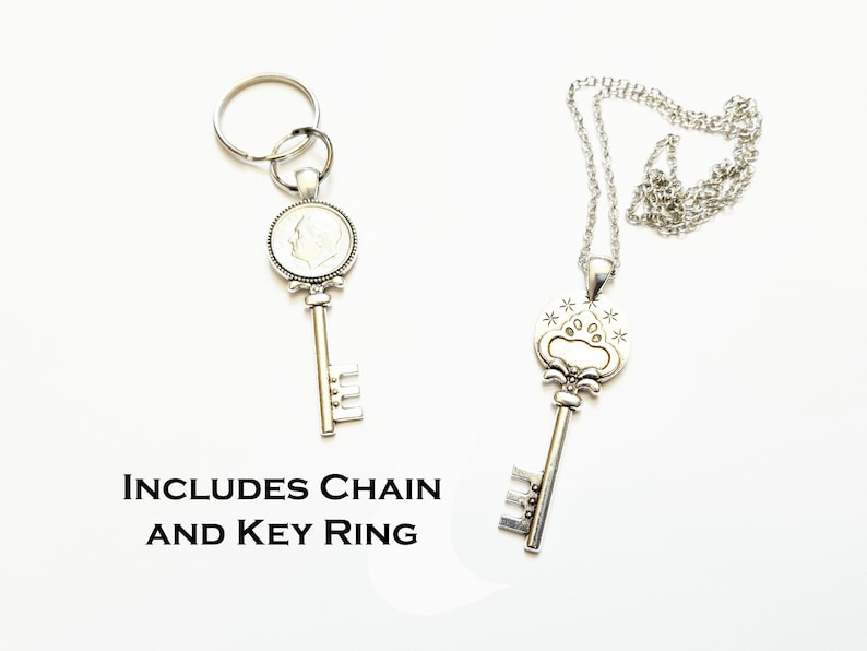 Birthday Commemorative Anniversary Dime Necklace /& Keychain Cabochon Cameo Key to My Heart Wedding 16th 18th 21st 30th 40th 50th 60th 70th