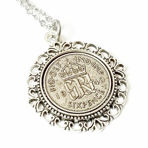 1939 Lucky Sixpence Pendant Necklace 1939 Birthday Gifts for Women Bracelet Key Chain Gift for Men Born in 1939 Gifts for Women For Bride