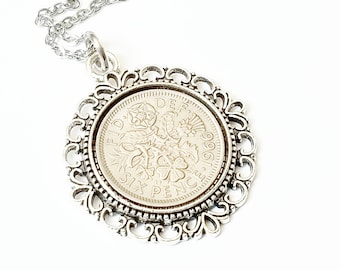Double Sixpence Necklace - Etsy UK