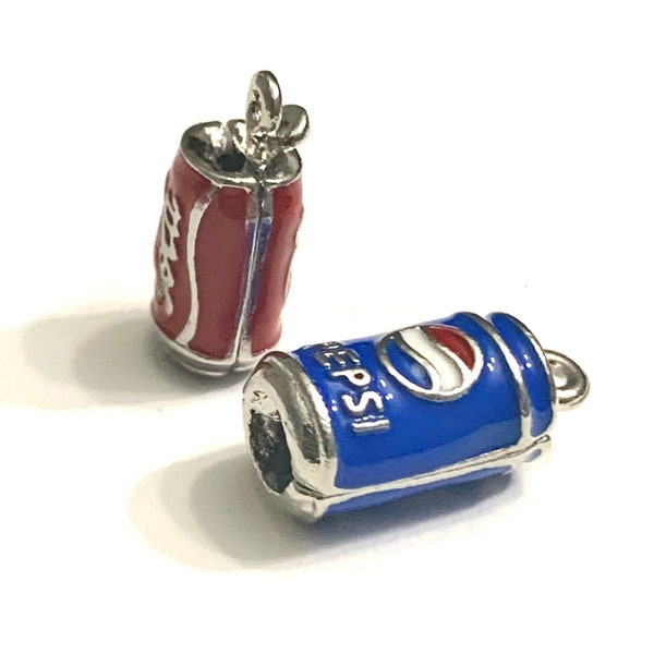 Coke Pepsi Soda Can Coca Cola Pepsi Co Pop Charms - Listing is for One Charm