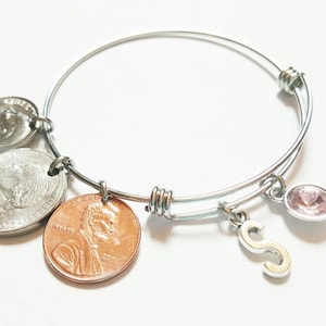 Cadeau 16e verjaardag, Sweet 16-cadeaus, 2008 2009 2010 16e verjaardag cadeau armband, Lucky Penny Bangle Sixteen Cents Dime Sweet Sixteen-cadeau