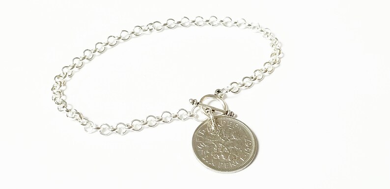 Fancy Pendant 1958 Lucky sixpence 63rd Birthday plus a Sterling Silver 22in Chain