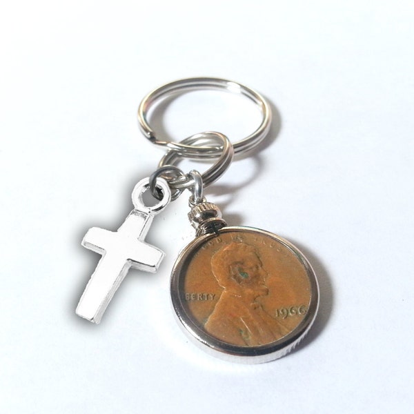 Boys Confirmation Gift Girls Confirmation Gift Penny Key Chain Birthday Key Chain Birth Year Birthdate Coin Bezel Charms Keychain Keyring