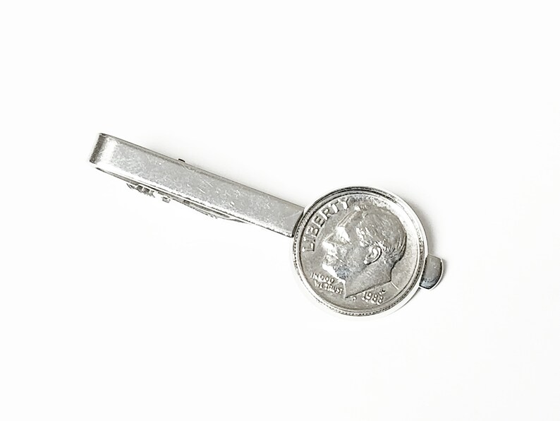 70th Birthday Gift Anniversary Gift 1949 1950 1948 Dime Tie Bar Clasp Tie Tack Gifts For Him Mens Accessories