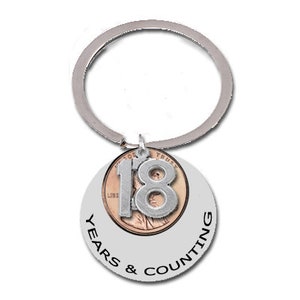 18th Birthday Gift 2006 2007 2008 Aged to Perfection Eighteen Years and Counting Penny Key Chain Keyring Wedding Lucky Penny 17th 19th