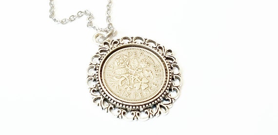 1959 Lucky Sixpence Necklace Born in 