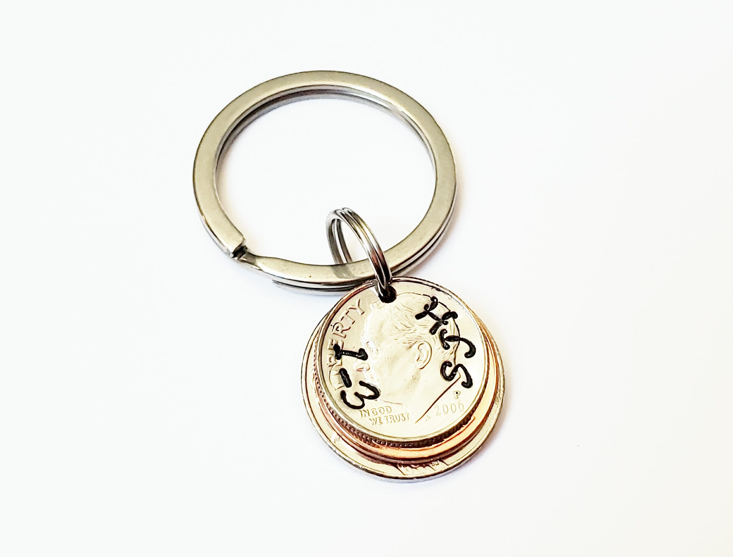Dime Nickel Penny Key Chain Birthday Gift Anniversary Gift for Men