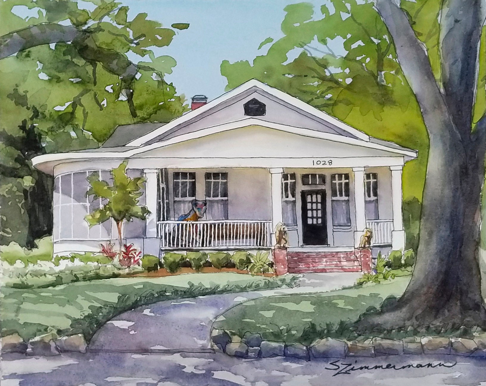 Hand Painted House Portraits Porch Portraits Custom Watercolor art