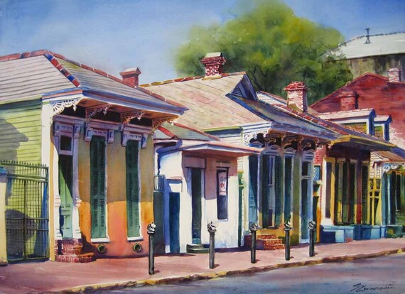 New Orleans French Quarter Historic Creole Cottages Watercolor Etsy