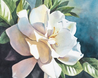 Gardenia, Floral, watercolor print