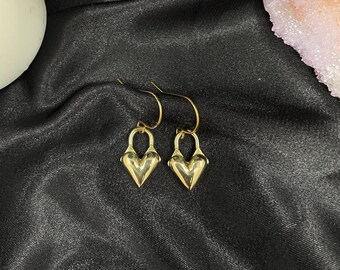 Gold Heart Earrings | CHARMING Heart Locket Earrings, Valentines Gift for Her, Heart Charm Earrings, Vday Gift