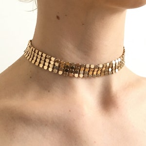 Band Choker Necklace CLASSY BITCH Metal Mesh Choker in Gold, Seafoam Green, Black, or White image 1