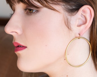 Gold Hoop Earrings | BOSS Circle Hoops, Teardrop Hoops, Brass Hoops for Stretched Ears