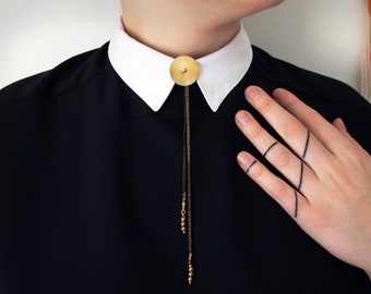 Circle Bolo Tie | TROLLOP Small Bolo Tie Necklace, Circle Medallion Necklace, Adjustable Jewelry