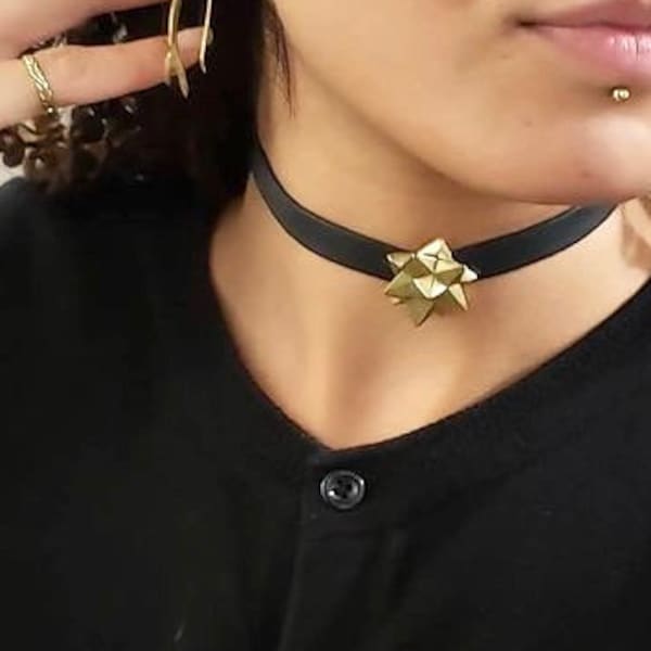 Black Star Choker | STAR Metal Star Choker, Tattoo Choker, Studded Choker, Pleather Choker, Thin Choker, Band Choker, Black Choker