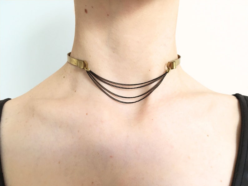 Gold Choker Collar VIXEN Metal Choker Collar, Gold Collar, Day Collar, Cuff Choker, Fetish Jewelry, BDSM Collar image 1