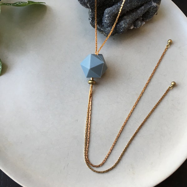 Geometric Bolo Tie | HEX Silicone Bead Necklace, Snake Chain Necklace, Adjustable Jewelry, Western Wear