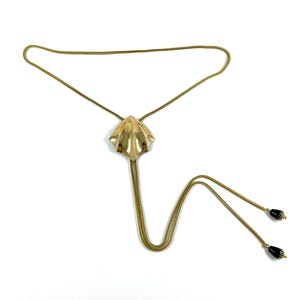 Fin Bolo Tie | Handmade Art Deco Bolo Tie Necklace, Western Jewelry, Snake Chain Necklace, Adjustable Jewelry, Unisex Necklace