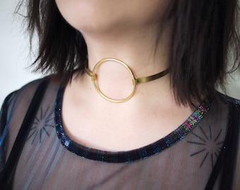Gold Choker Collar | VAMP O-Ring Choker Necklace, Day Collar, Metal Choker Collar, Cuff Choker, Fetish Jewelry, BDSM Collar, Gold Collar