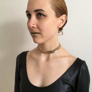 Band Choker Necklace CLASSY BITCH Metal Mesh Choker in Gold, Seafoam Green, Black, or White image 3