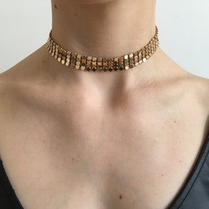 Band Choker Necklace CLASSY BITCH Metal Mesh Choker in Gold, Seafoam Green, Black, or White image 2