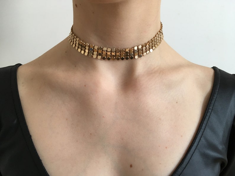 Band Choker Necklace CLASSY BITCH Metal Mesh Choker in Gold, Seafoam Green, Black, or White image 2