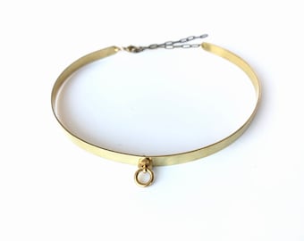 Delicate Choker Collar | TEASE Gold Collar, Metal Choker Collar, Cuff Choker, O Ring Choker Necklace