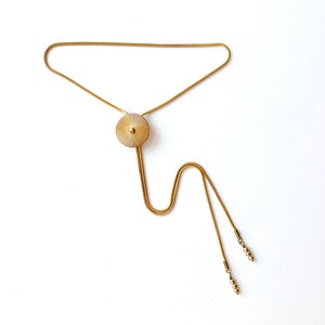 Small Gold Bolo | TROLLOP Gold Bolo Tie, Adjustable Necklace, Unisex Jewelry, Art Deco Bolo, Vintage Bolo, Western Bolo Tie, Grooms Tie