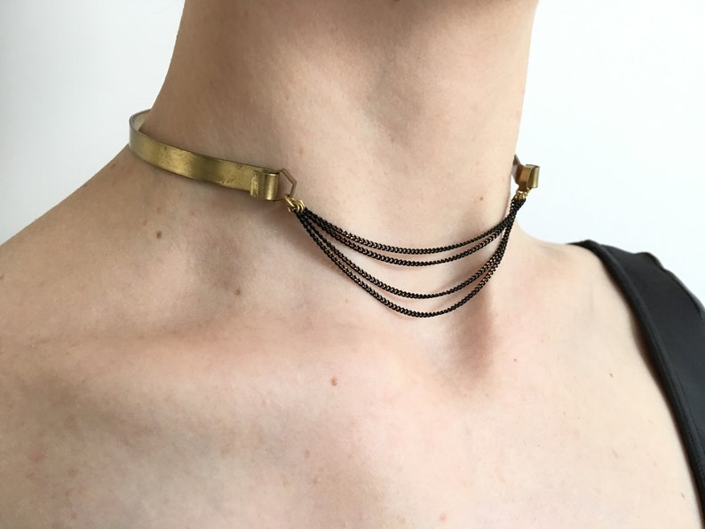 Gold Choker Collar VIXEN Metal Choker Collar, Gold Collar, Day Collar, Cuff Choker, Fetish Jewelry, BDSM Collar image 3