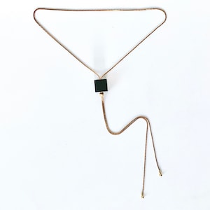 Black Cube Bolo | DEMURE Handmade Art Deco Bolo Tie Necklace, Square Bolo, Snake Chain, Adjustable Jewelry, Geometric Jewelry, Western Wear