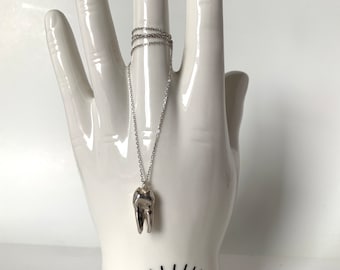 Silver Tooth Necklace |FREAK Sterling Silver Tooth Choker, Delicate Silver Choker, Dentist Jewelry, Unisex Necklace