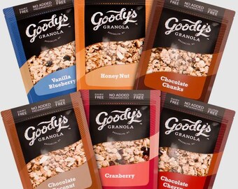 Delicious gluten free healthy gourmet flavored granola snack chocolate cranberry blueberry granola christmas gift stocking stuffer gift