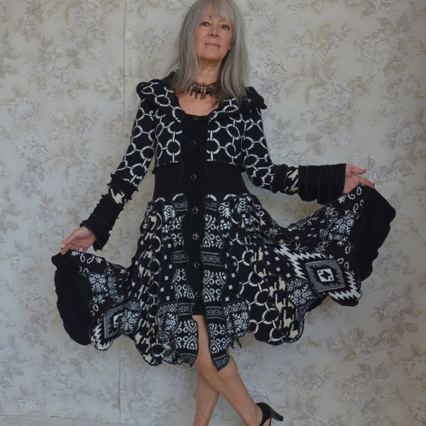 Laridae- Reserved for Rahn, Katwise inspired, Upcycled sweater coat, Recycled fashion, Festival coat, One of a Kind