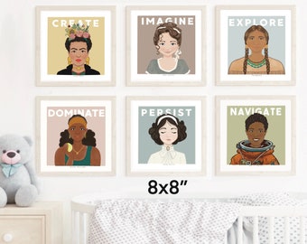 Inspirational women in history art prints and poster size prints perfect for classroom, office, nursery, dorm room decor