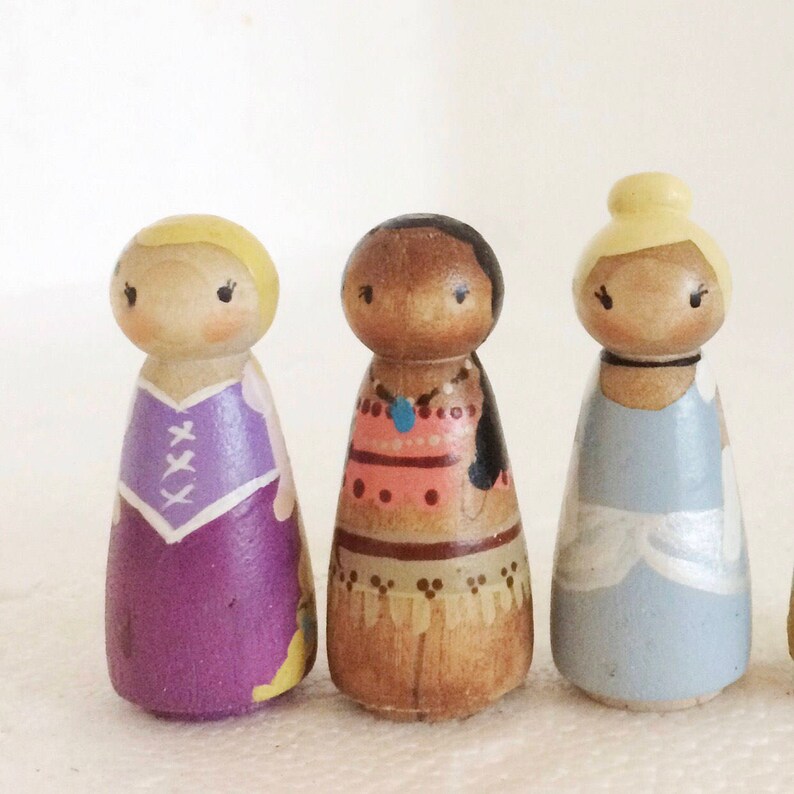 Disney Princess Peg Dolls 6 2/ Busy Bag Toy / Quiet Etsy