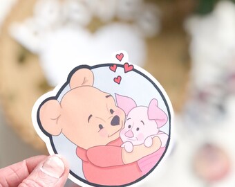 Winnie the Pooh & Piglet Best Friends vinyl sticker for friend or Valentine’s Day gift, car, laptop, hydro flask water bottle