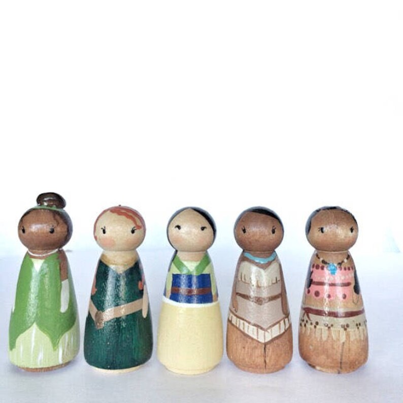 Disney Princess Peg Dolls 6 2/ Busy Bag Toy / Quiet Etsy