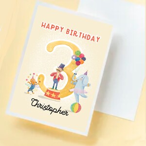THIRD 3rd BIRTHDAY Boho PRINTABLE card * Digital * download | Circus theme Party | Easy gender neutral | Natural pastel watercolors