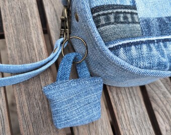 Upcycled Denim Micro Tote Bag Keychain: Eco-friendly Clip Charm - Etsy