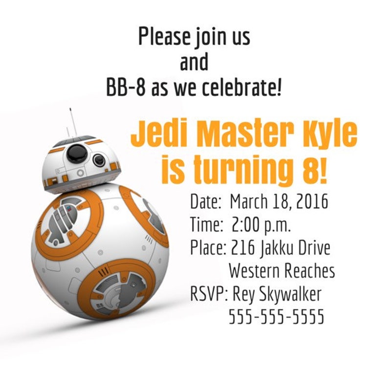 Star Wars BB-8 PDF JPG Invitation, BB8 Party, Star Wars Birthday, Star ...
